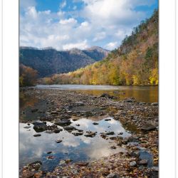 AD0362: Autumn foliage at Weaver bend, French Broad River, Chero